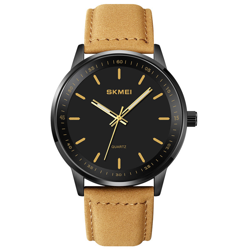 SKMEI 2034 — Noir / noir / marron clair