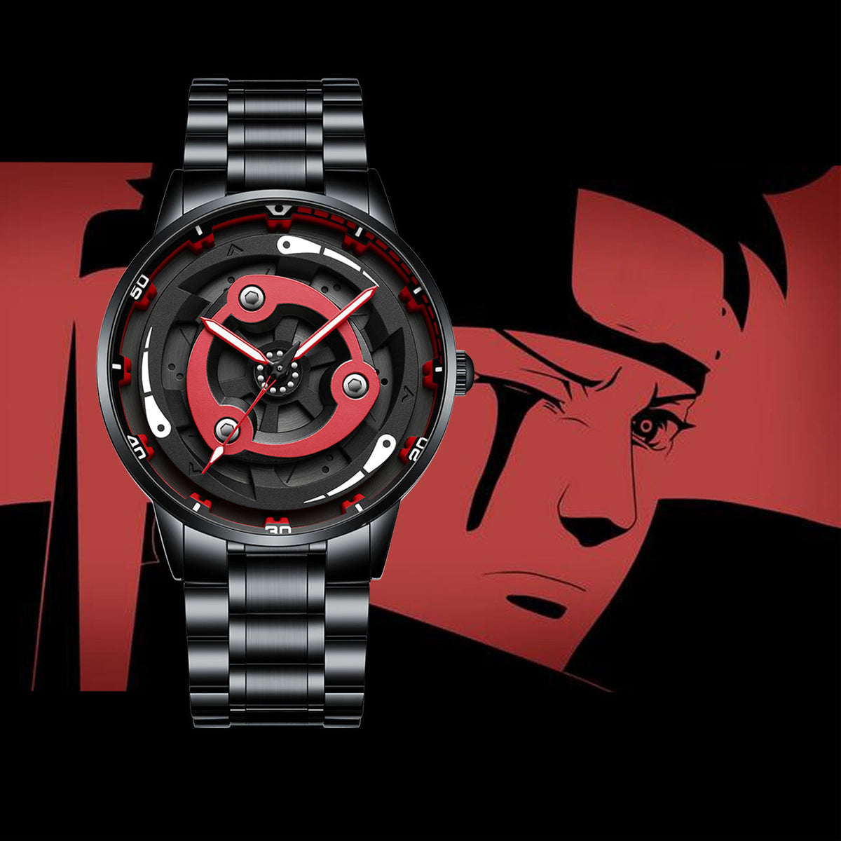 Montre Spinning 3D rouge et noir — photo 11