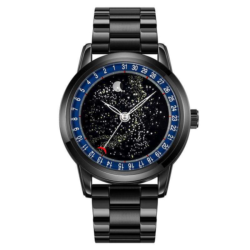 Montre quartz MB-SK-HOM-022 — cadran bleu, bracelet acier, vue de face
