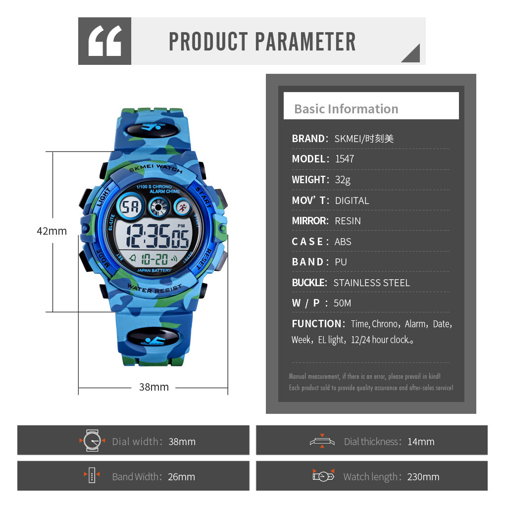 Montre enfant sport camouflage MOTION-B – résistance à l’eau