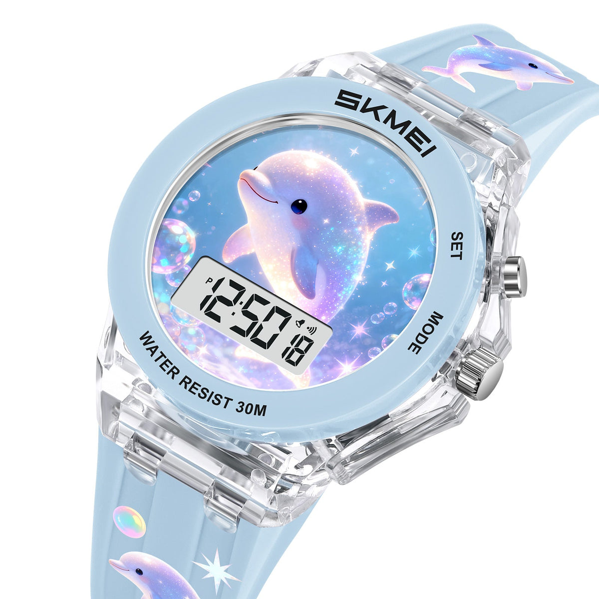 Montre enfant dauphin MB-SK-ENF-003 — montre enfant dauphin bleu clair