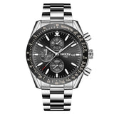 NIBOSI 2615 - Argenté / Noir - Bracelet acier