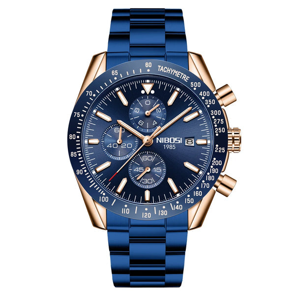 NIBOSI 2615 - Bleu - Bracelet acier