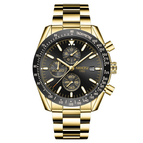 NIBOSI 2615 - Doré / Noir - Bracelet acier