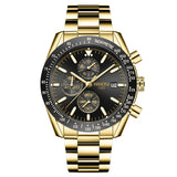 NIBOSI 2615 - Doré / Noir - Bracelet acier
