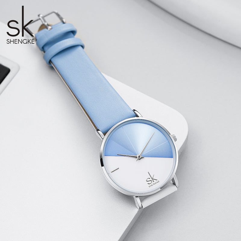 Montre femme MB-SH-FEM-001 — bleu et blanc, vue de présentation
