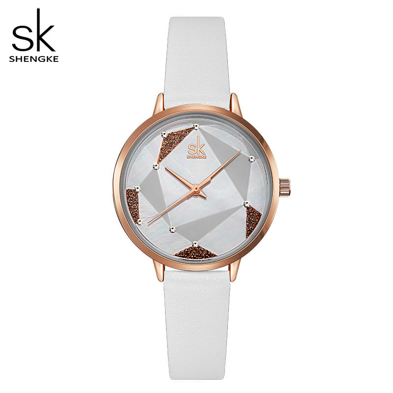 Montre femme blanc et doré rose MB-SH-FEM-023 — blanc et doré rose, vue de face