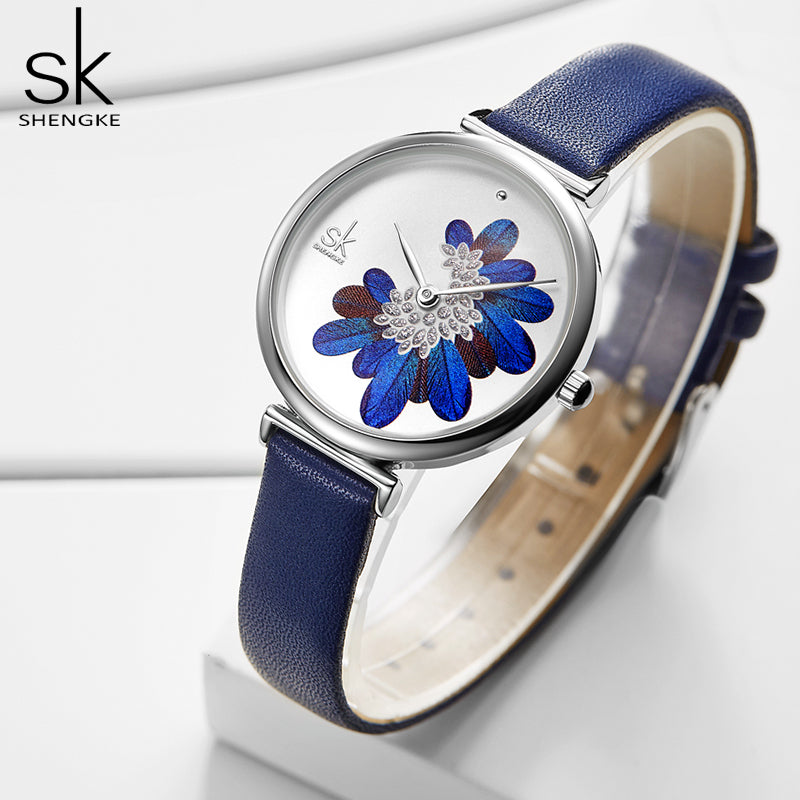 Montre femme bleue ou noire MB-SH-FEM-021 — bleu, vue de profil