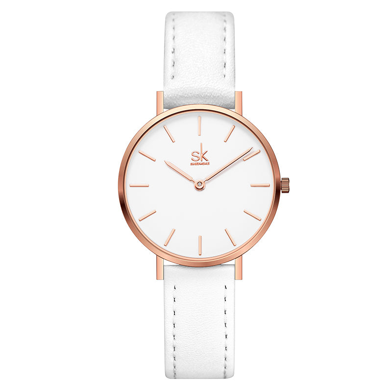 Montre femme MB-SH-FEM-010 — Blanc — boîtier doré rose
