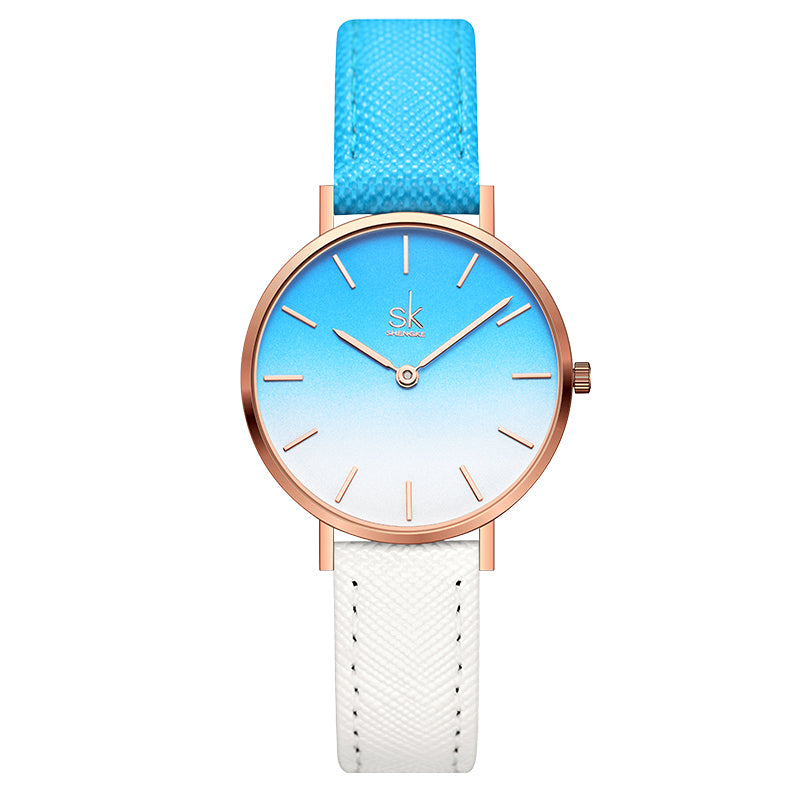 Montre femme MB-SH-FEM-010 — Bleu et blanc — vue de face