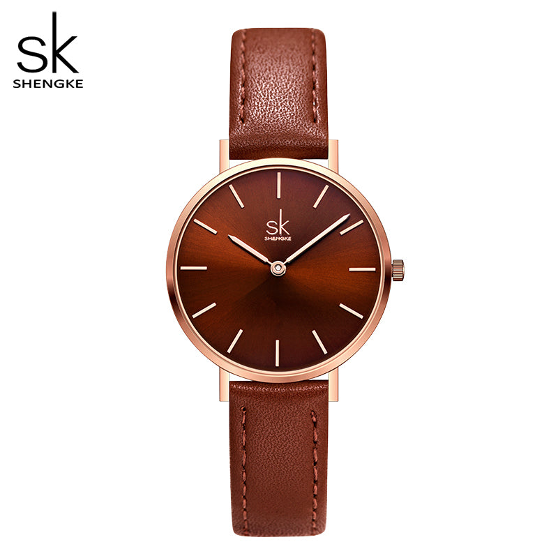 Montre femme MB-SH-FEM-010 — marron, finition dorée rose