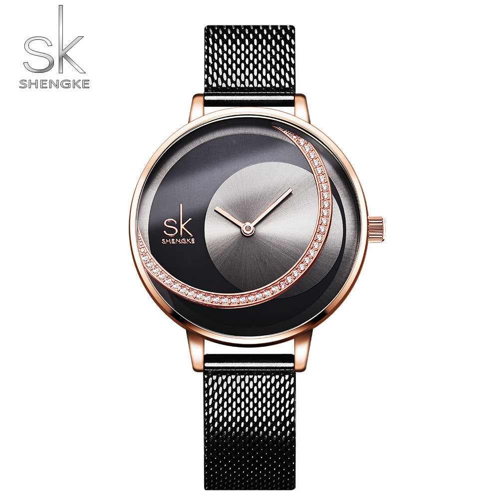 Montre femme à cadran décentré MB-SH-FEM-017 — version noire