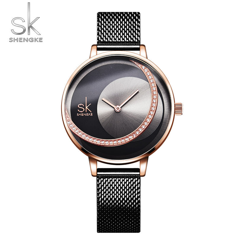 Montre femme à cadran décentré MB-SH-FEM-017 — version noire