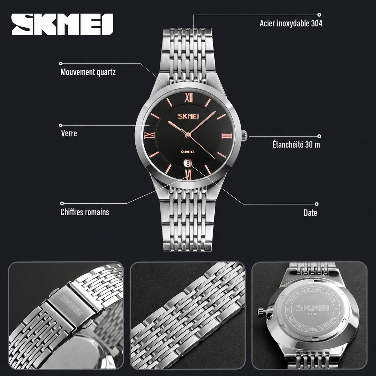 SKMEI 9139 - détails de la montre en français
